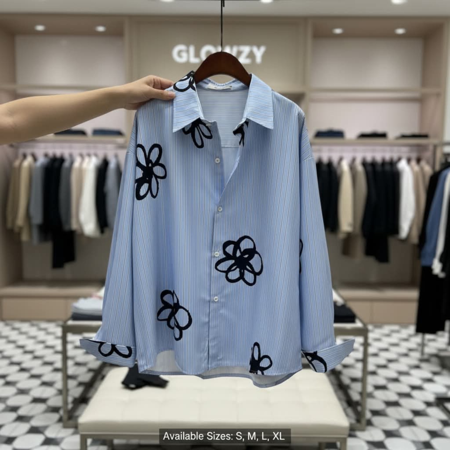 GLOWZY Blue Bloom shirt
